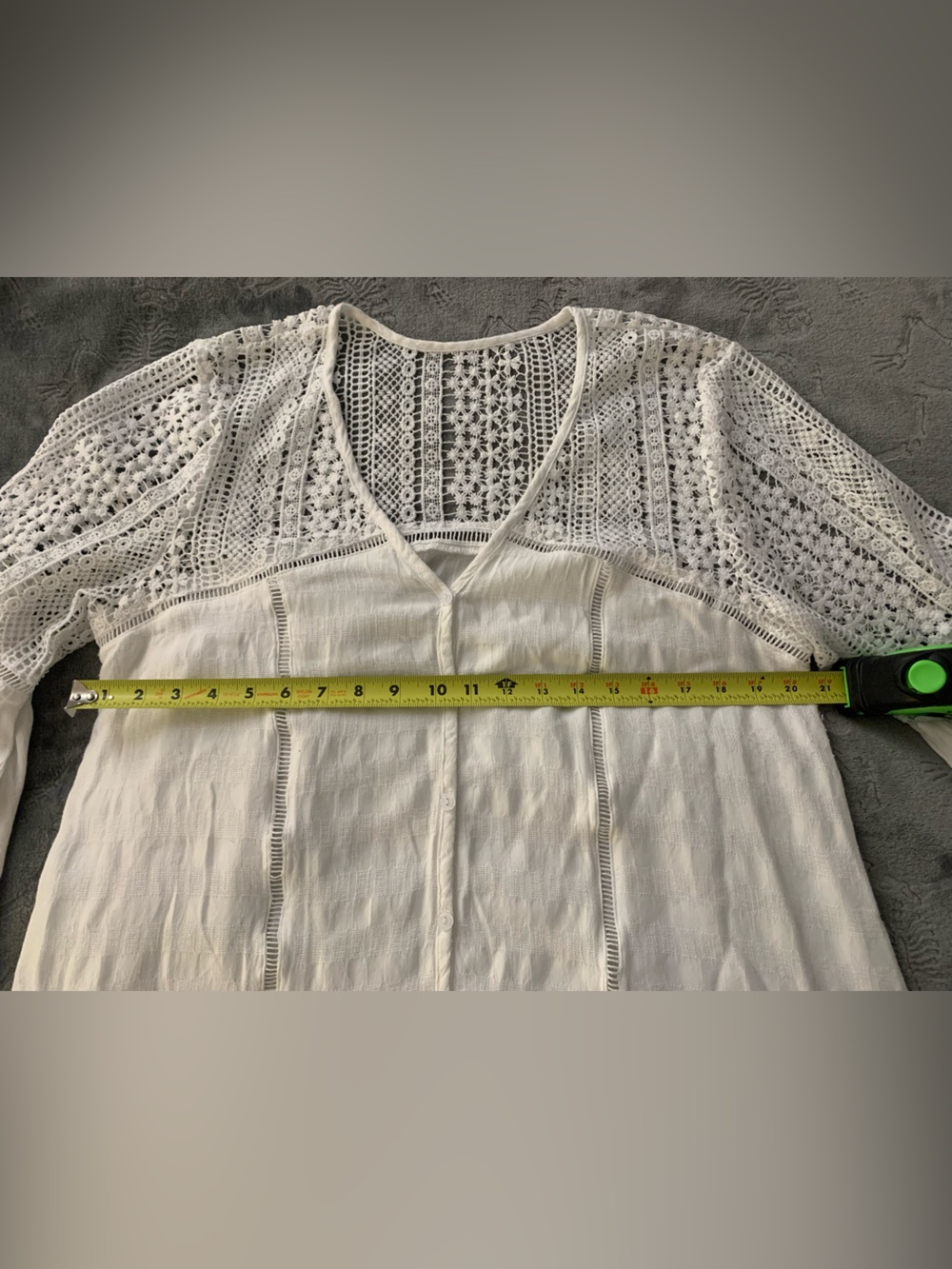 LoveStitch White Boho Crochet Top with Bell Sleeves Size XL Peasant Blouse - Picture 11 of 14
